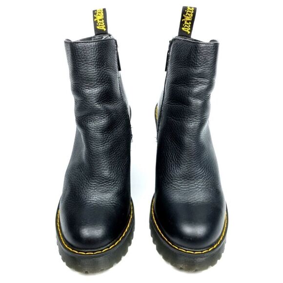 Dr. Martens Magdalena Black Leather Chunky Heel Zip Up Chelsea Boots Women 10 - Picture 5 of 8
